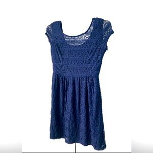 Juniors’ large Speechless navy blue soft lacy knee length dress w/ zipper back
